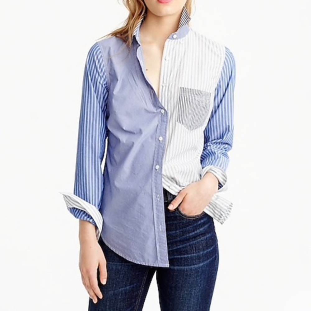 J. Crew Women's Button Down Stripe Cocktail Shirt